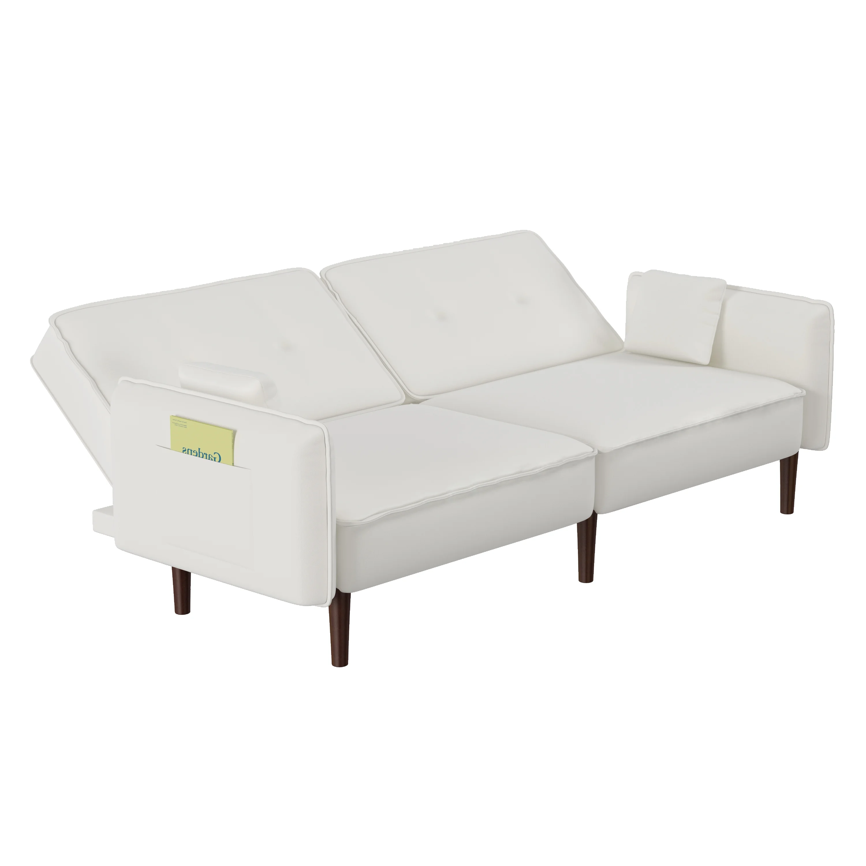 Modern 3 Seater Convertible Sofa Bed, Upholstered Folding Couch Recliner with Pillows Solid Wood Legs for Living Room Bedroom Office