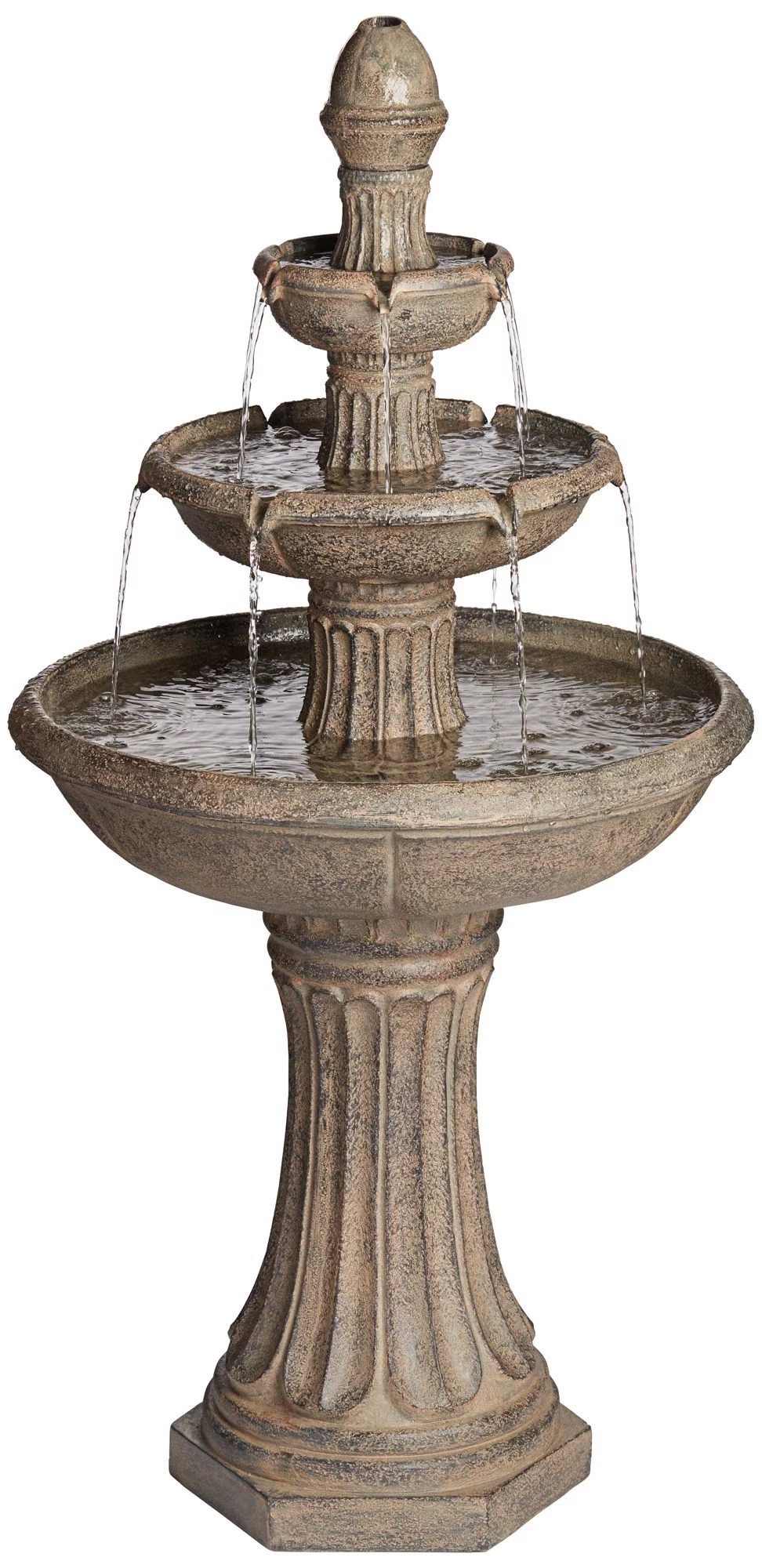 John Timberland Farron Rustic 3 Tier Basin Outdoor Floor Water Fountain with LED Light 46" for Yard Garden Patio Home Deck Porch Exterior Balcony Roof