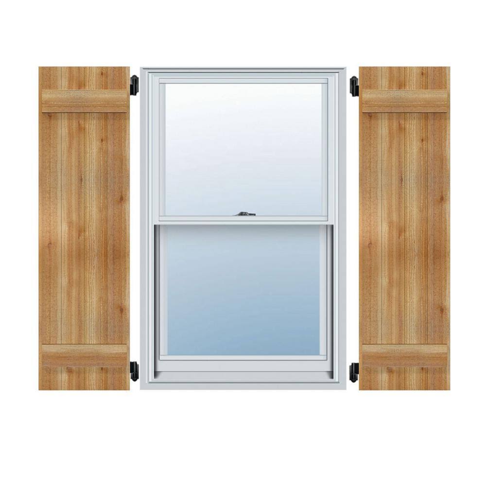 20 1/4x22W x 51x22H TimberCraft Six 3 3/8x22 Boards Joined Board-n-Batten Shutters, Rough Sawn Western Red Cedar (Per Pair)