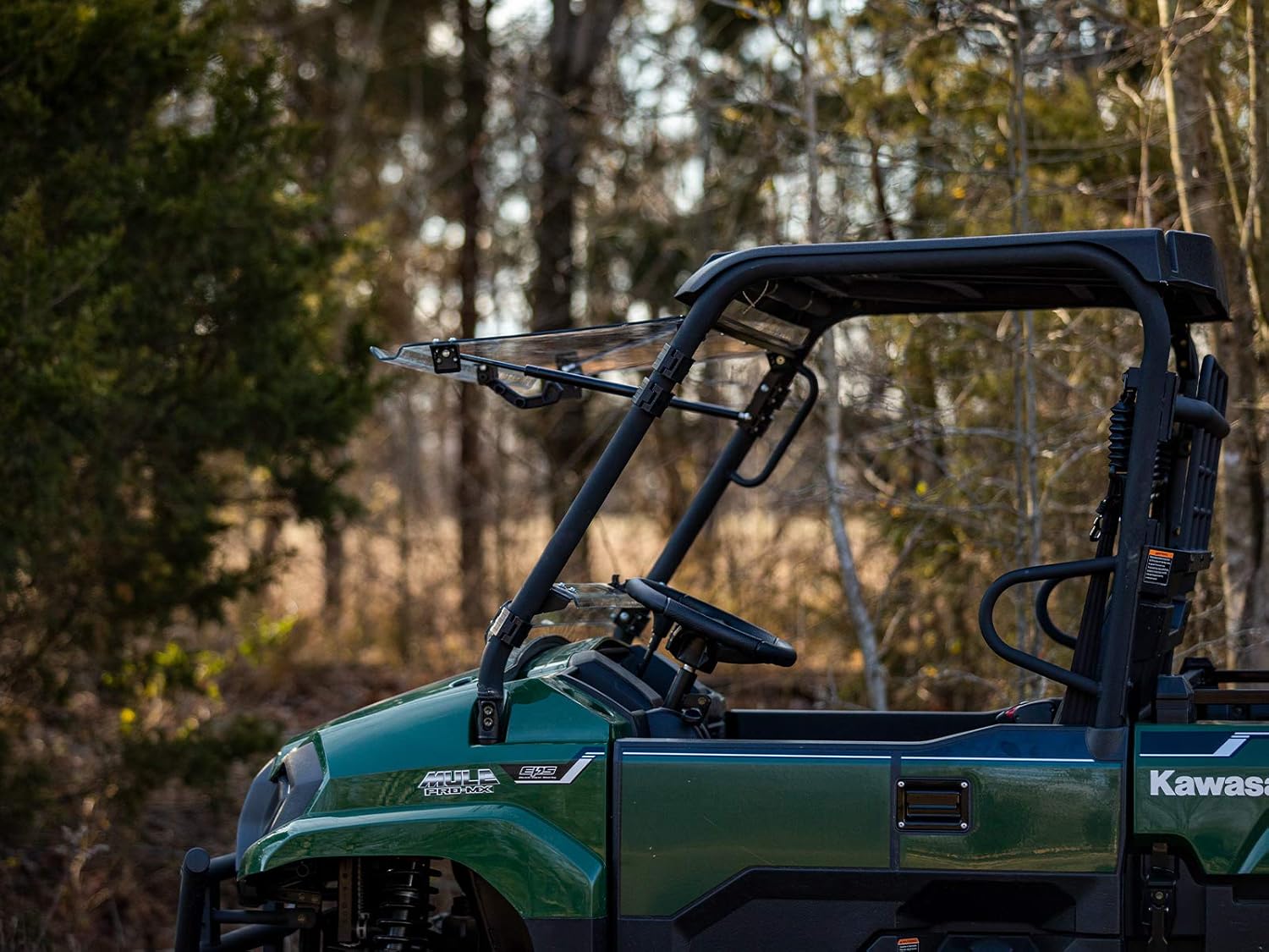 SuperATV Scratch Resistant 3-1 Flip Windshield for 2019+ Kawasaki Mule Pro MX (Only Fits MX-Sub Model) | USA Made | 250 Times Stronger than Glass |