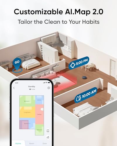 eufy X10 Pro Omni Robot Vacuum and Mop Combo, 8,000 Pa Suction, Dual Mops with 12 mm Auto-Lift and Carpet Detection, AI Obstacle Avoidance