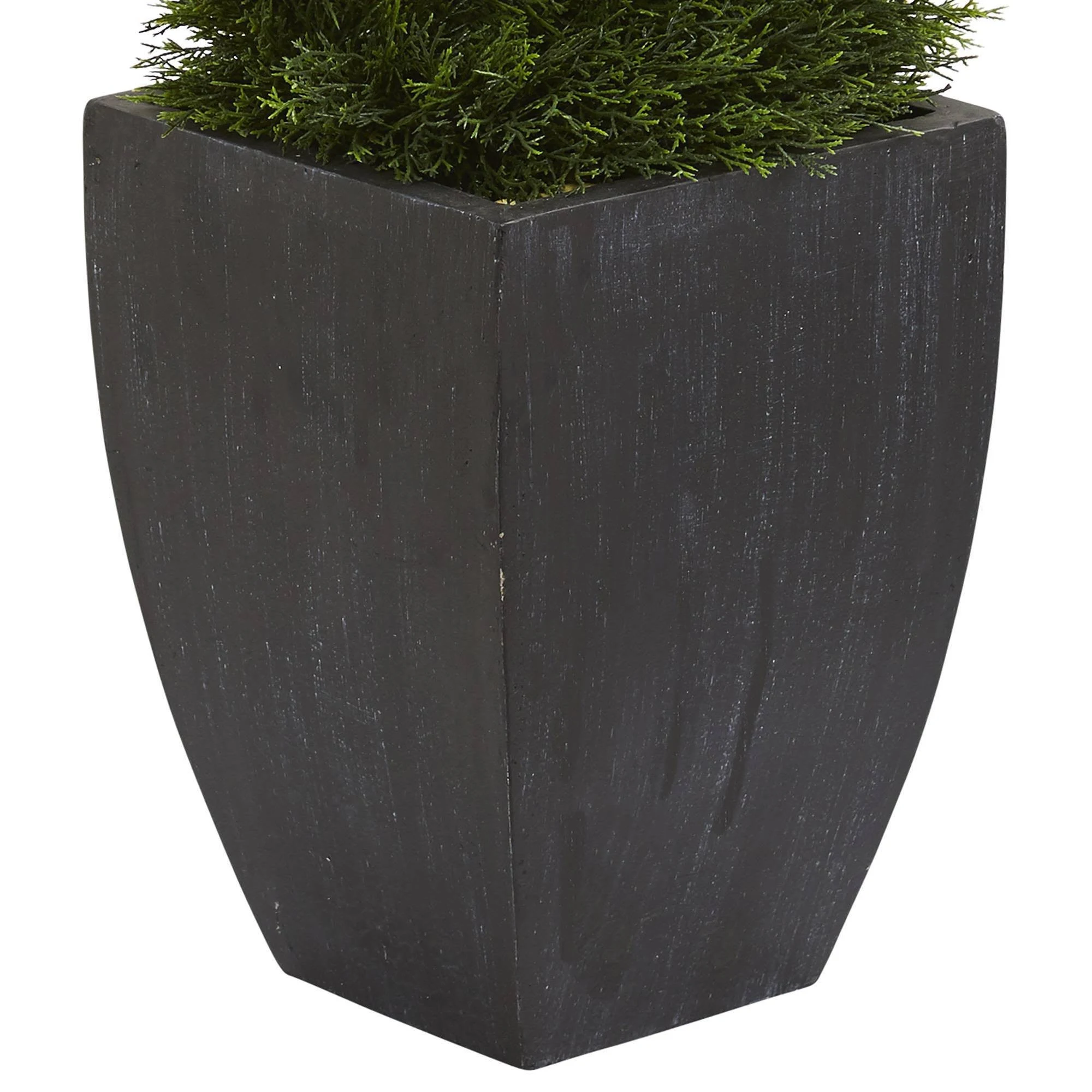 5& Double Pond Cypress Spiral Topiary Artificial Tree in Black Wash Planter UV Resistant (Indoor/Outdoor) - Nearly Natural