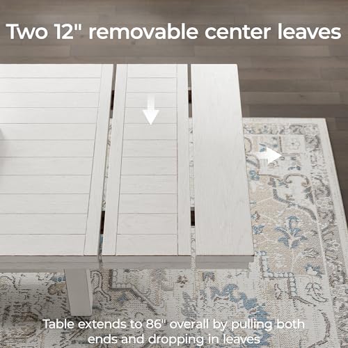Signature Design by Ashley Robbinsdale Casual Removable Center Leaf Dining Extension Table with Trestle Base, White