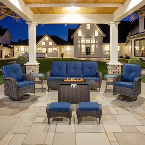 Patio Wicker Chairs Swivel Rocker - Outdoor Swivel Rocking Chairs Set of 2 with Rattan Side Table