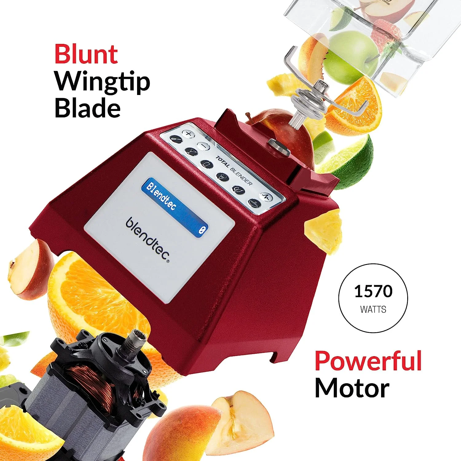 Restored Blendtec TB-631-25RECOND Total Classic Original WildSide+ 90oz Jar Blender Red - Certified (Refurbished)
