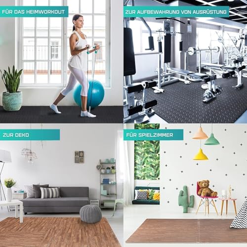Yes4All 24SQFT-120SQFT Puzzle Exercise Mat for Home Gym, EVA Interlocking Foam Floor Tiles with Border for Workout Equipment