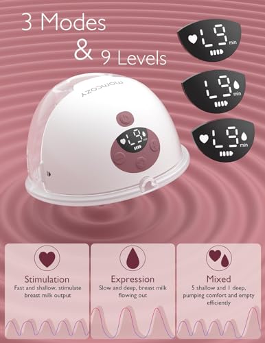 Momcozy M5 Hands-Free Wearable Breast Pump, Double-Sealed Flange for Baby-Like Comfort, 3 Modes & 9 Suction Levels, Portable Electric Pump – 24mm