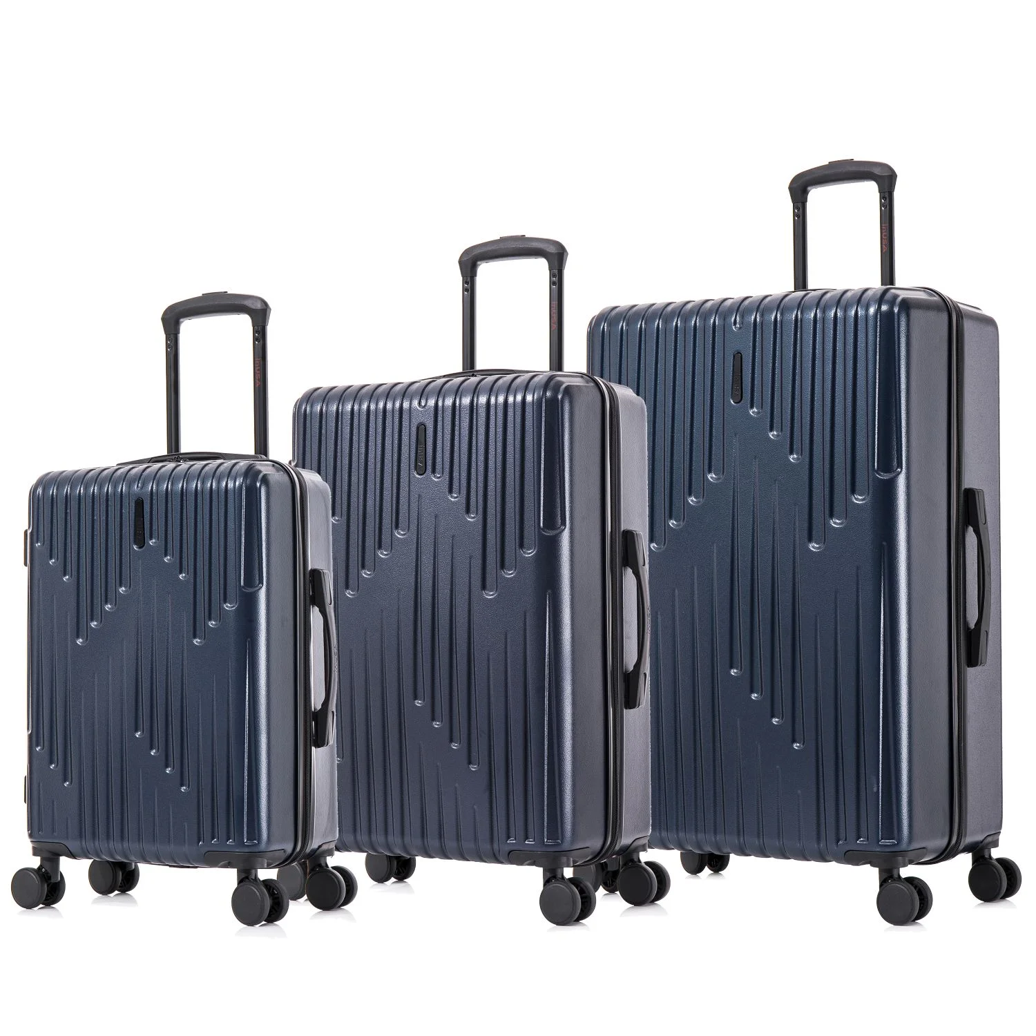 InUSA DRIP 3-Piece Hardside Luggage Sets with Spinner Wheels, Handle and Trolley, (20"/24"/28"), Navy Blue
