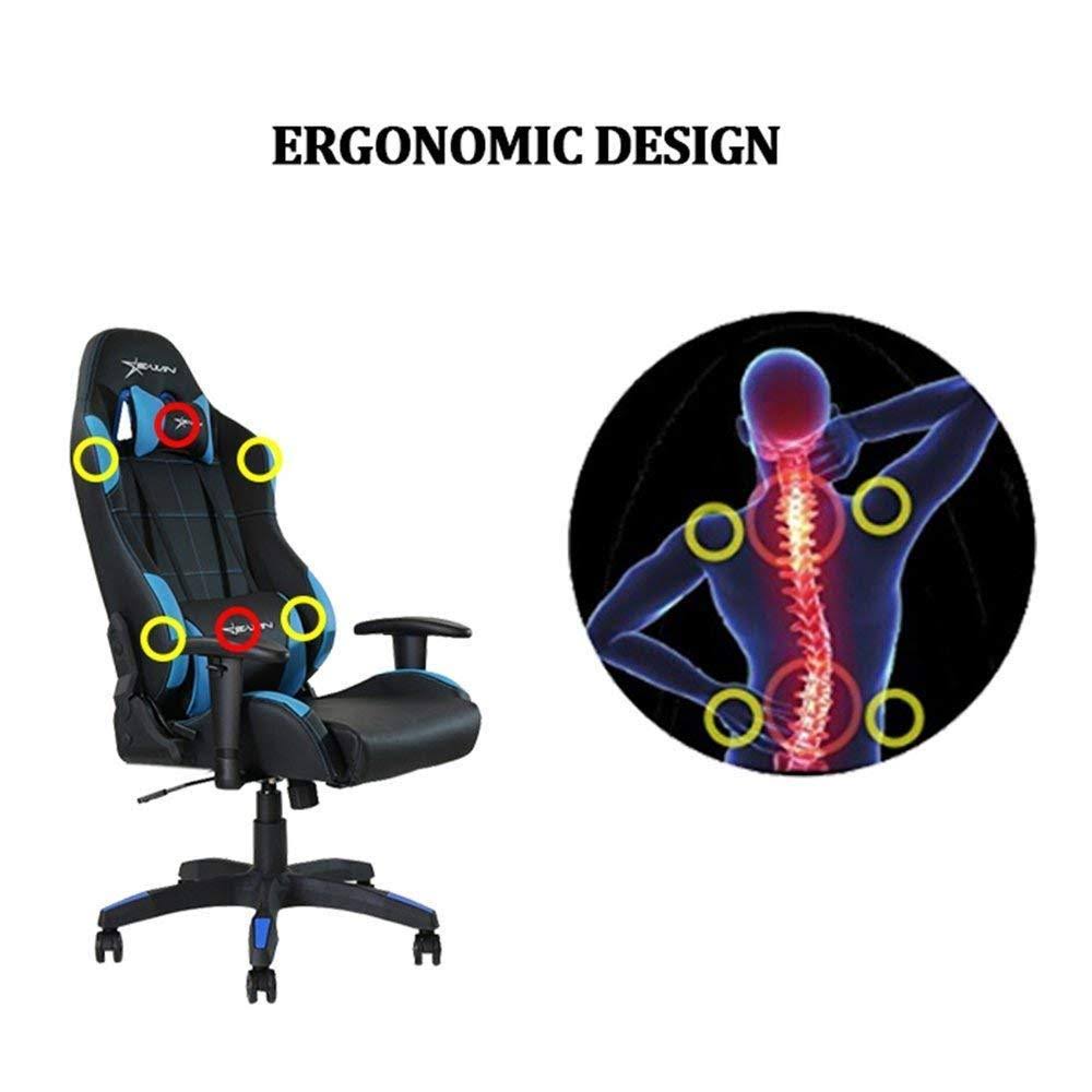 E-WIN Calling Series PU Ergonomic Computer PC Gaming Office Desk Chair, Blue