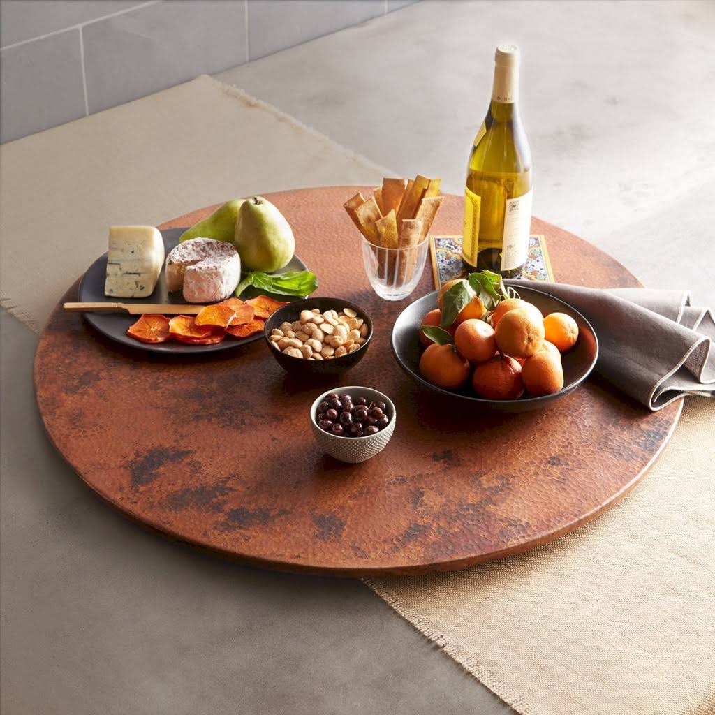 Native Trails Cpo44 30x22 Handcrafted Copper Lazy Susan Tempered Copper