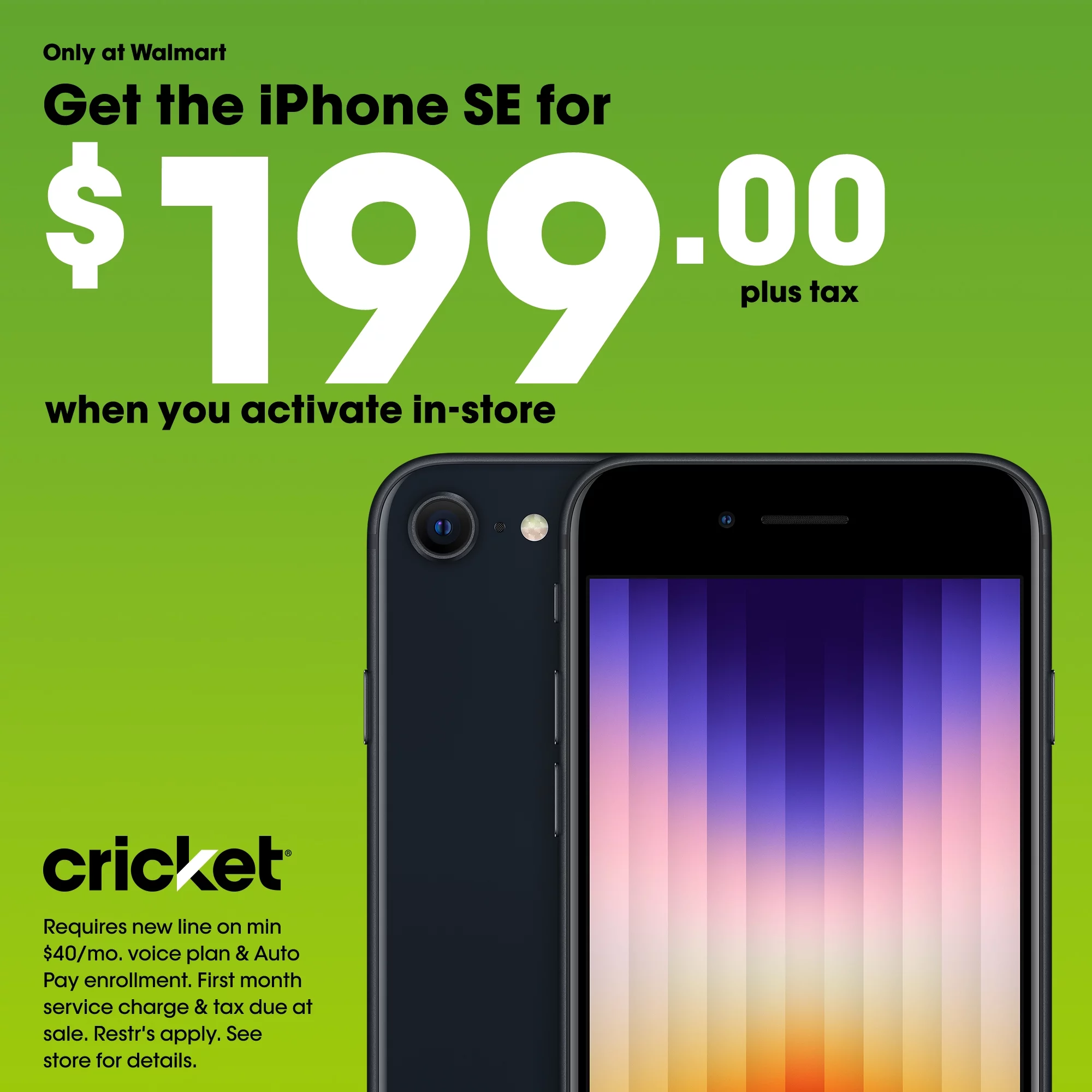 Cricket Wireless Apple iPhone SE 2022, 64GB, 4GB RAM, Midnight - Prepaid Smartphone - Radiant Selections