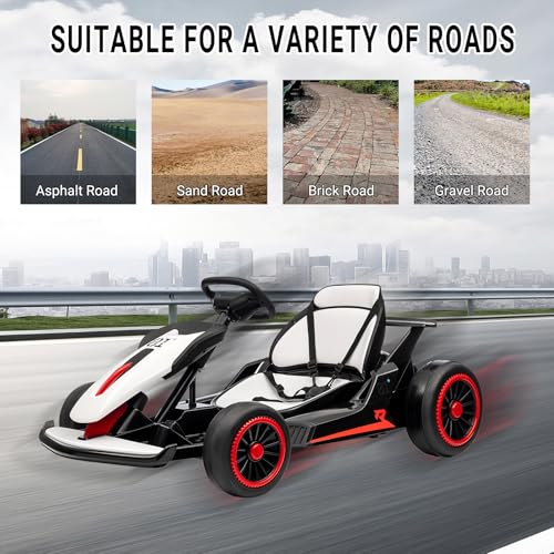 Kids Go Kart, Ride On Drift Kart with Dual 200W Motors, 24V Battery Powered Electric Drift Car, Outdoor 2-Speed Ride On Racing Toy for Boys Girls 6+