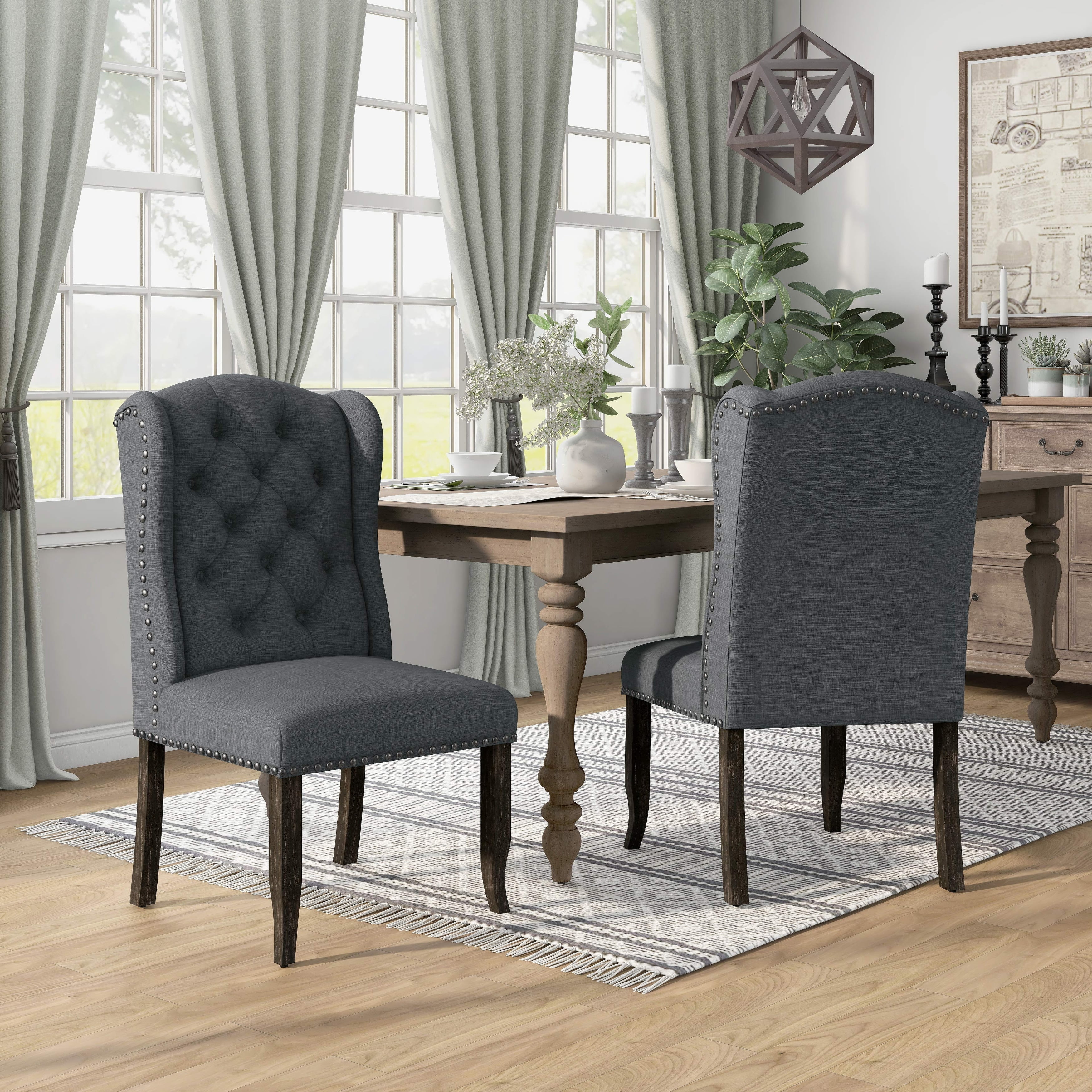 Furniture of America Tays Tufted Linen Wingback Dining Chairs (Set of 2) by  Beige Upholstered