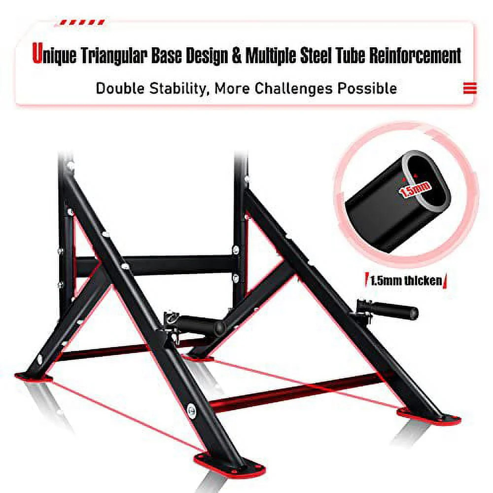 UPGO Adjustable Power Tower 400lbs Max Weight Dip Station Pull up Bar Power Rack Push up Resistance Band for Home Gym Strength Training Workout