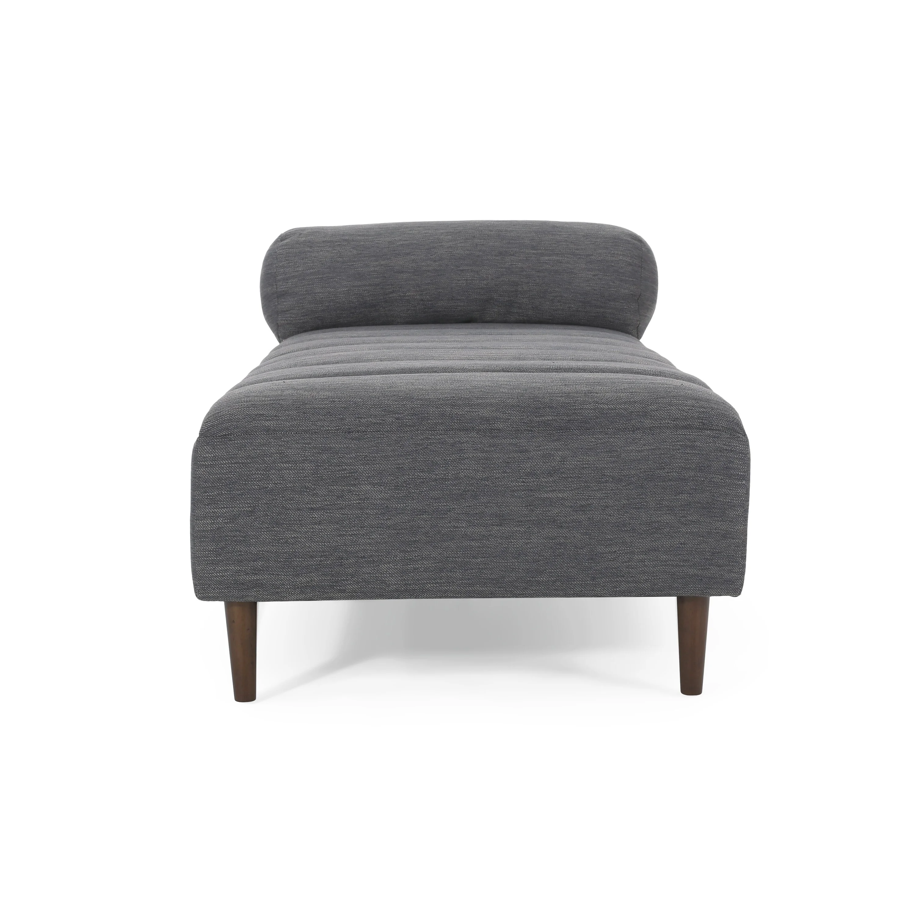 Christopher Knight Home Bonny  Fabric Tufted Chaise Lounge with Bolster Pillow by  Charcoal/ Natural Walnut - Curated Treasures Market