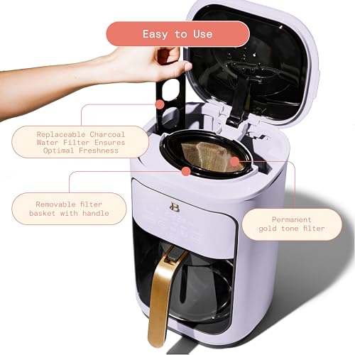 Beautiful Coffee Maker, 14-Cup, Touch-Activated Display, Programmable, Automatic Shut-Off, 1200W, Keep Warm, 24h Timer (Cornflower Blue)