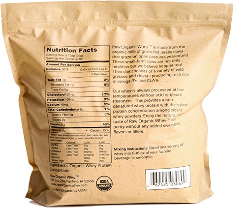 Raw Organic Whey 5LB - USDA Certified Organic Whey Protein Powder, Happy Healthy Cows
