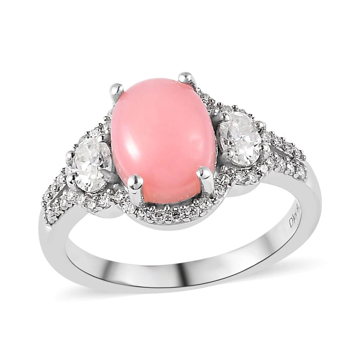 Shop LC Pink Opal Moissanite Oval 925 Sterling Silver Platinum Plated Ring for Women Jewelry Size 8 Ct 1.8 Birthday Gifts for Women