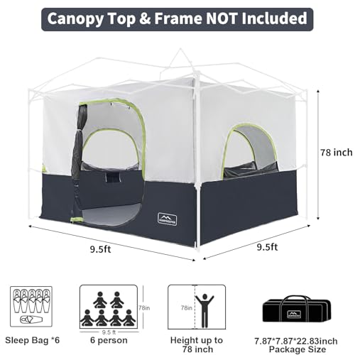 KAMPKEEPER Camping Inner Tent for Pop Up CanopyFully Vented Roof, Converts 10'x10' Straight Leg Canopy into Camping TentKhaki