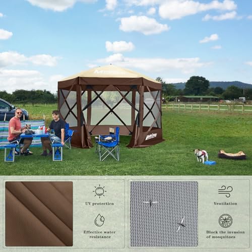 MASTERCANOPY 12x12FT Pop Up Gazebo Screen Tent - Instant Screen House with Netting, Quick Set, Outdoor Canopy Shelter with Carry Bag for Camping