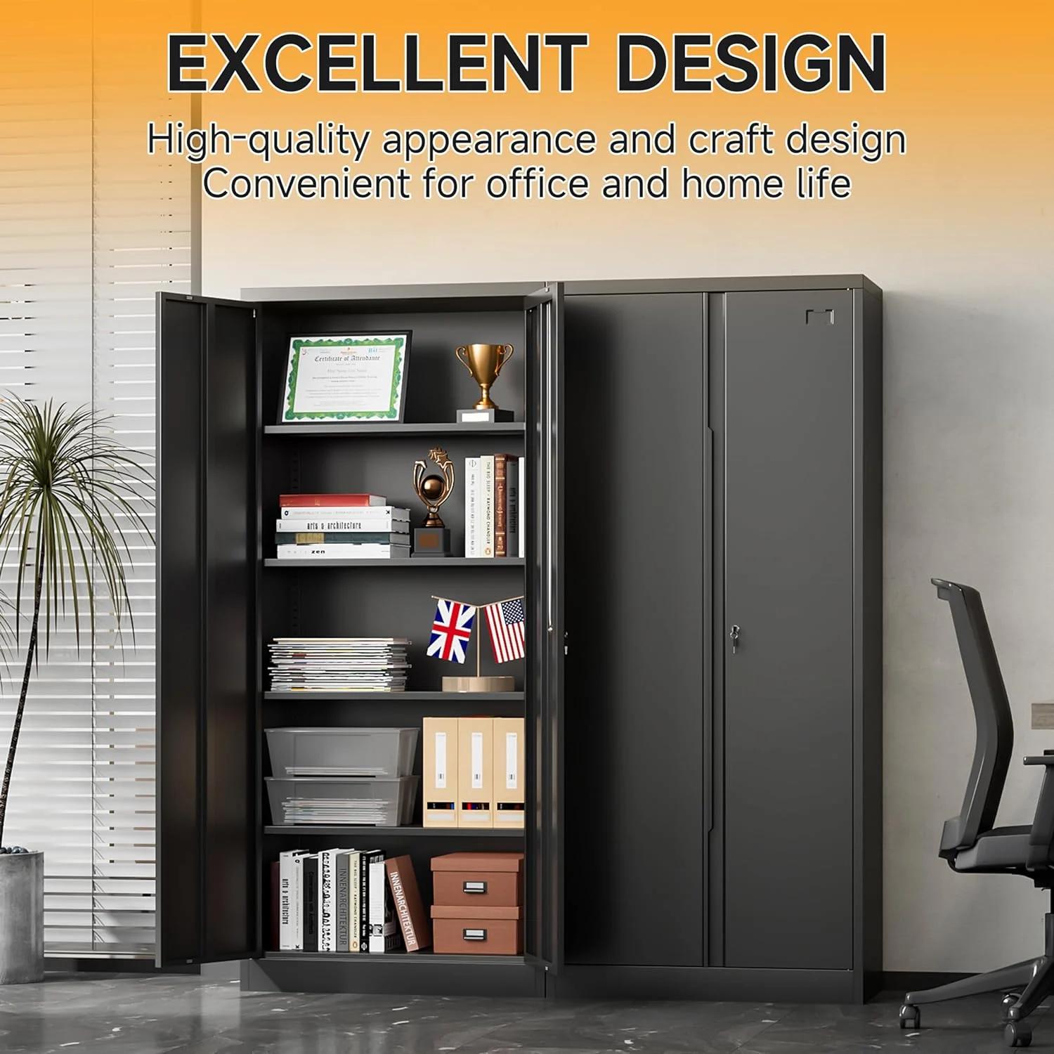 Metal Storage Cabinet with Locking Doors and 4 Adjustable Shelves,71" Tall Metal Garage Storage Cabinet,Metal Cabinet Storage for Office,Home,Garage