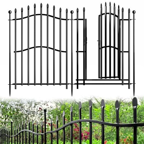 8 Panels Tall No Dig Garden Fence - 40in H x 18ft L, Reinforced Square Tube Rustproof Animal Barrier