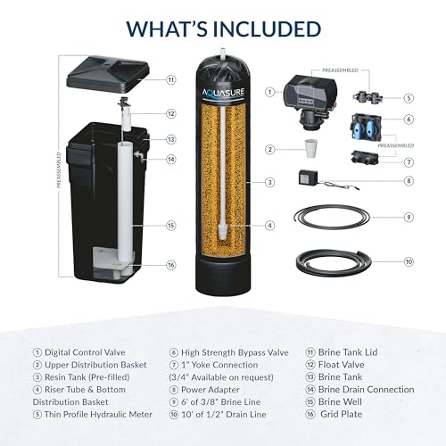 Aquasure Harmony Series 56,000 Grains Whole House Water Softener w/High Efficiency Digital Metered Control Head - Smart Home Appliances