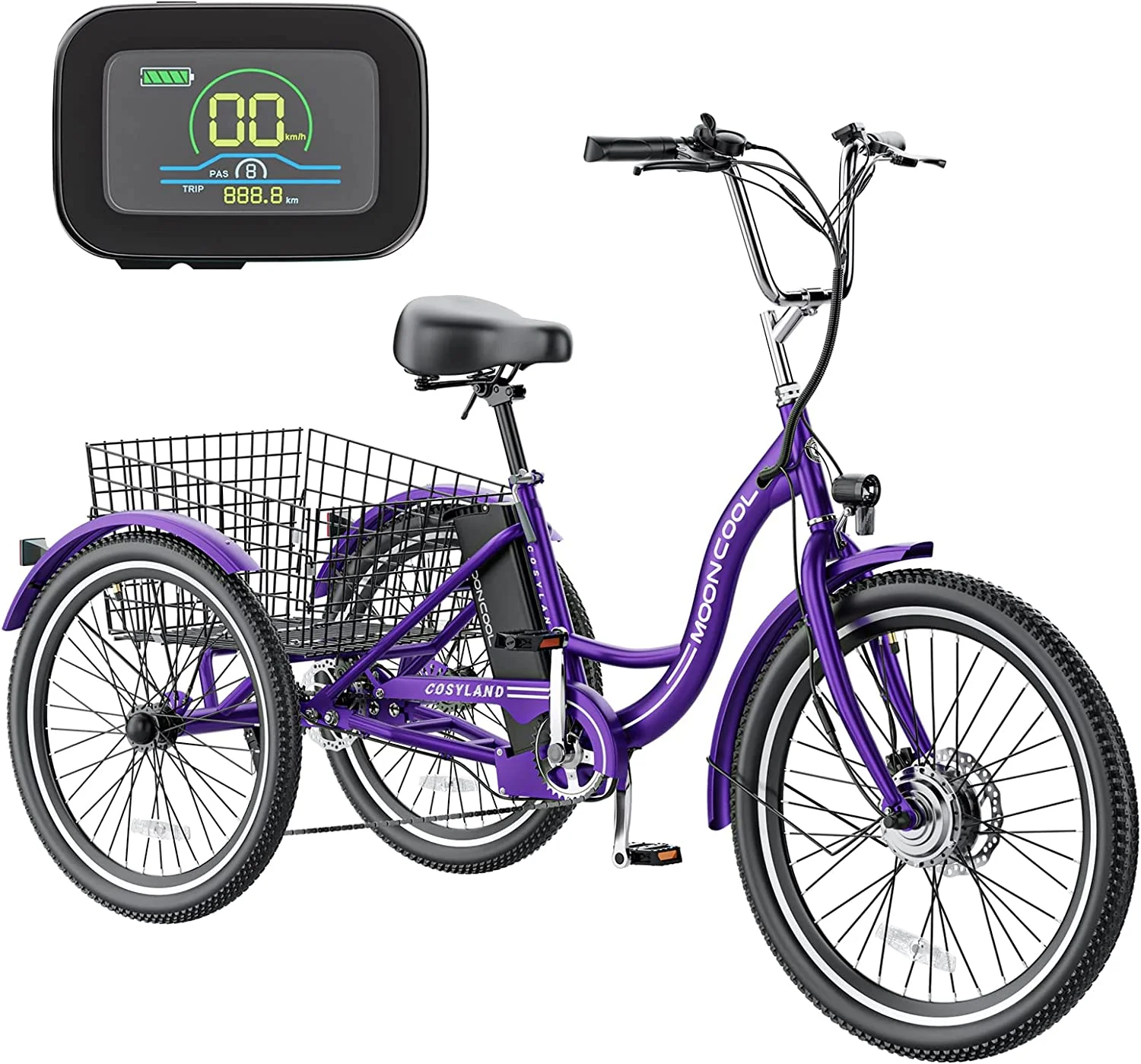 Mooncool 24 26 3 Wheel Electric Tricycle for Adults