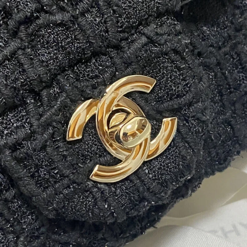 Chanel 20Cm Class-Flap Bag In Black Tweed 1116