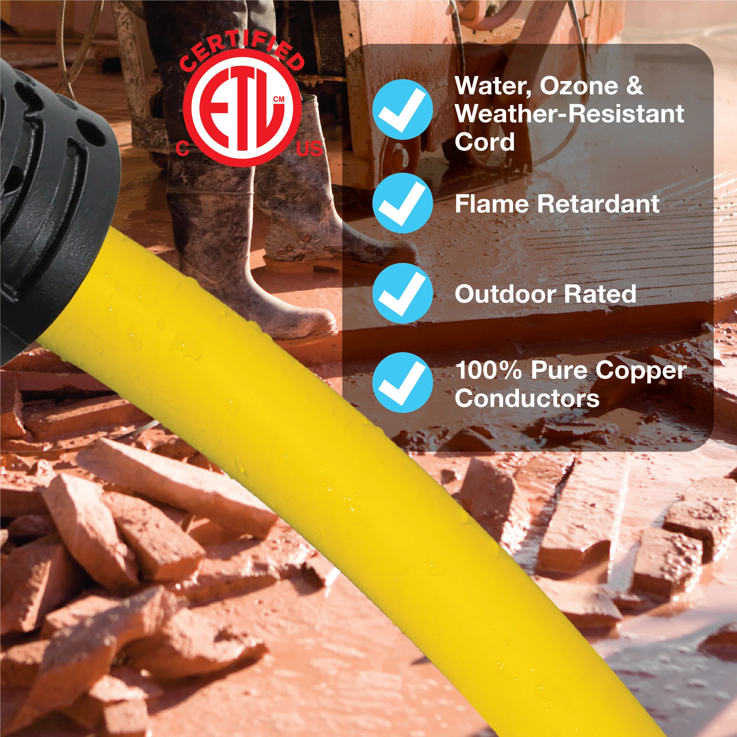 Clear Power 12/3 SJTW 25 ft Heavy Duty Outdoor Extension Cord, Yellow, CP10144