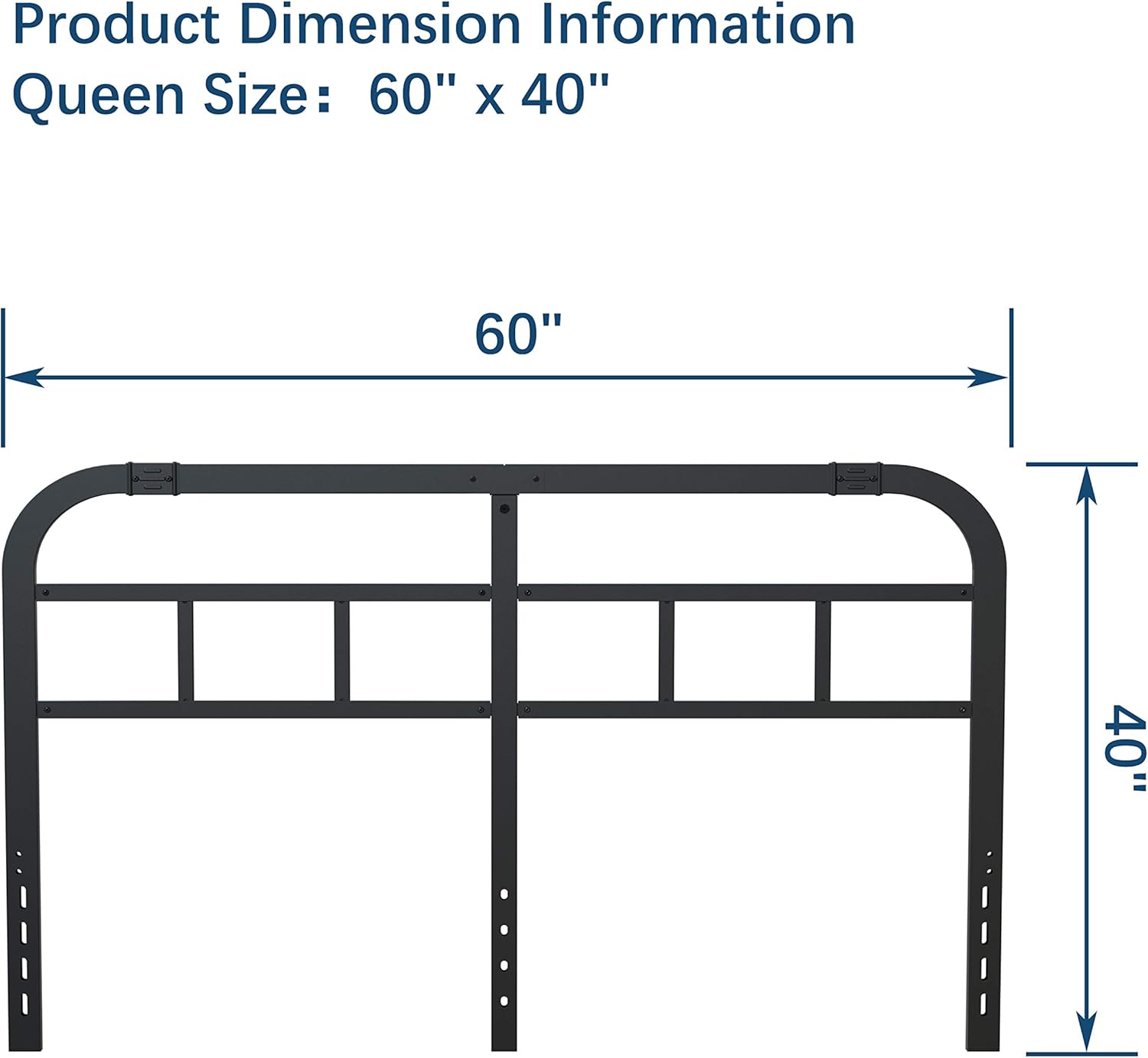 Metal Steel California King Bed Headboard with Rustic Farmhouse Style, Black