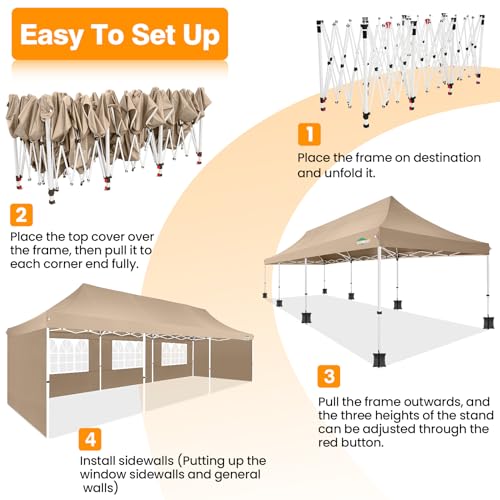 10x10 Pop Up Canopy Tent with 4 Sidewalls and Mesh Windows 2.0