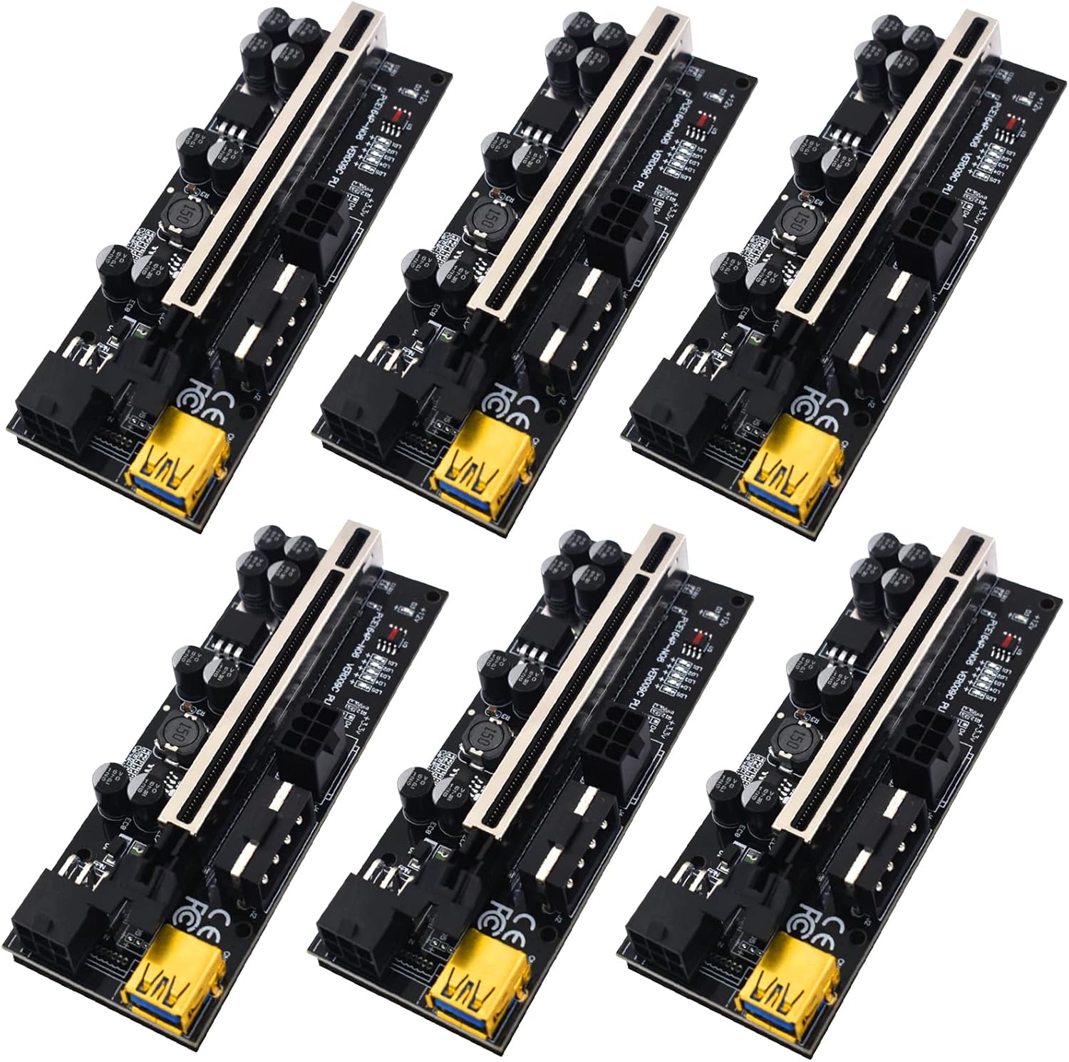 6PCS Riser VER009C Plus USB 3.0 PCI-E Riser VER009C Plus Express Cable Riser for Video Card X16 Extender PCI-E Riser Card for Mining Pack of 2