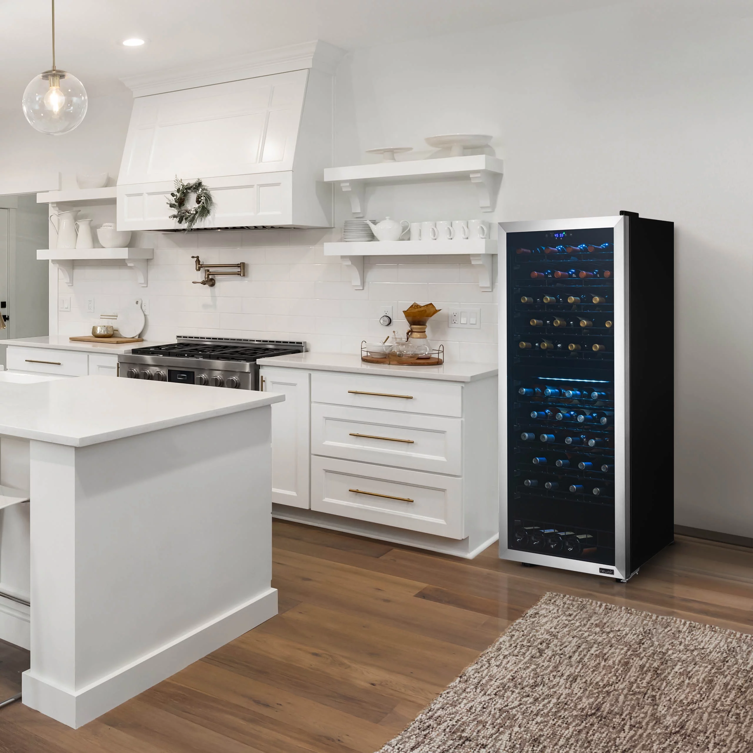 Newair Freestanding Wine Refrigerator, 98 Bottle Dual Zone Compressor Wine Fridge in Stainless Steel