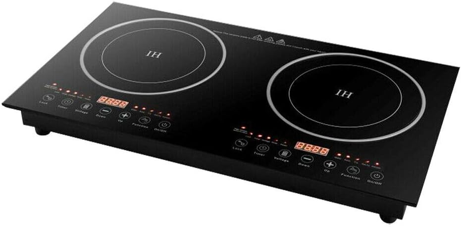Dual Electric Induction Cooker, 110V 1200w Portable Digital Countertop Double Burner Cooktop Burner Sensor Touch Stove with 8 Gear Firepower
