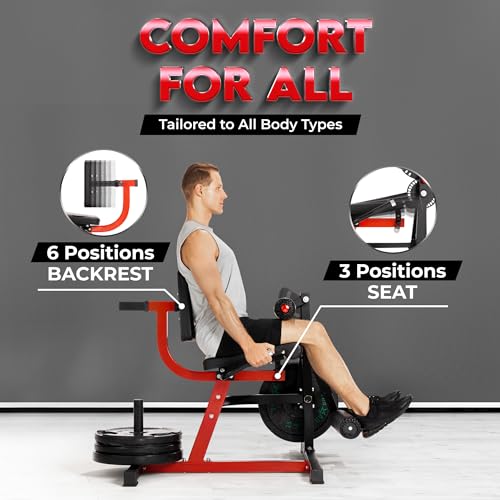 Yes4All Leg Extension and Curl Machine, Adjustable Leg Machine with Plate Loaded, Leg Extension and Curl Bench for Home Gym