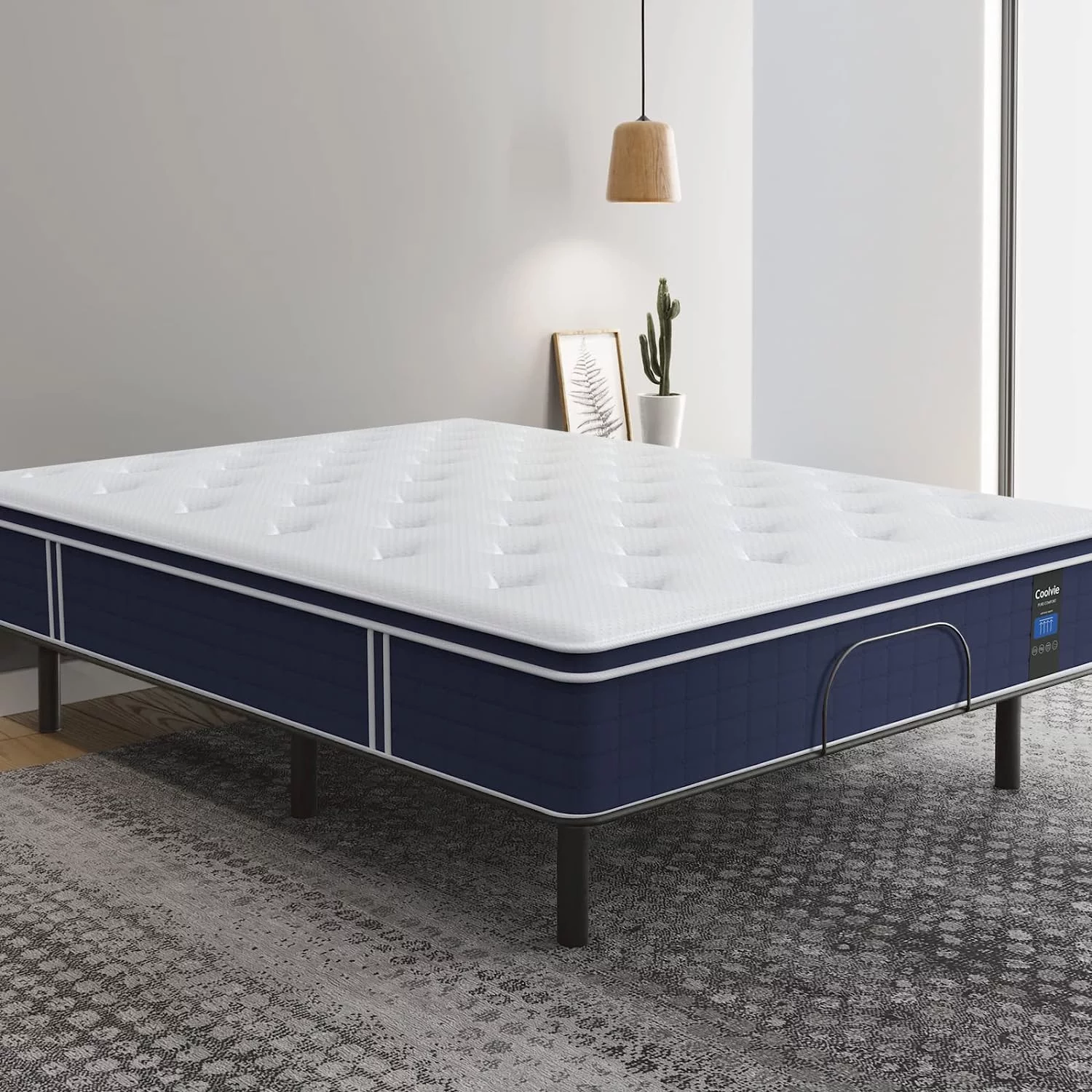 Coolvie Queen Mattress, 12 inch Hybrid Queen Mattress in a Box, with 3 Layer Premium Foam and Pocket Springs, Medium Firm Feel