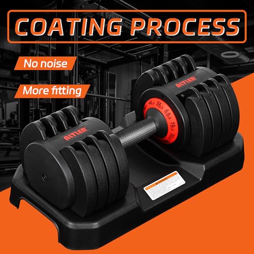 Adjustable Dumbbell, 55LB Dumbbell Set with Tray for Workout Strength Training Fitness