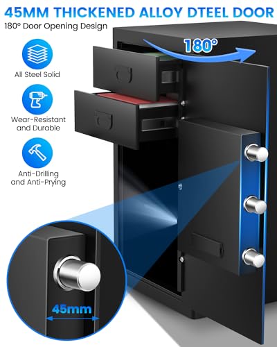 2.6 Cuft Large Fireproof Home Safe Box with Fire proof Document Bag, Anti-Theft Digital Safe Fireproof Waterproof with Keypad Key