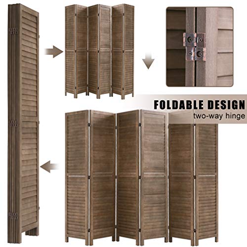 Room Divider 6 Panel Wood Privacy Screen Folding Partition Wall Room Dividers Freestanding White 5.57 FT Tall Divider for Room Separation