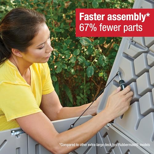 Rubbermaid Extra Large Resin Outdoor Storage Deck Box (134 Gal), Weather Resistant, Gray