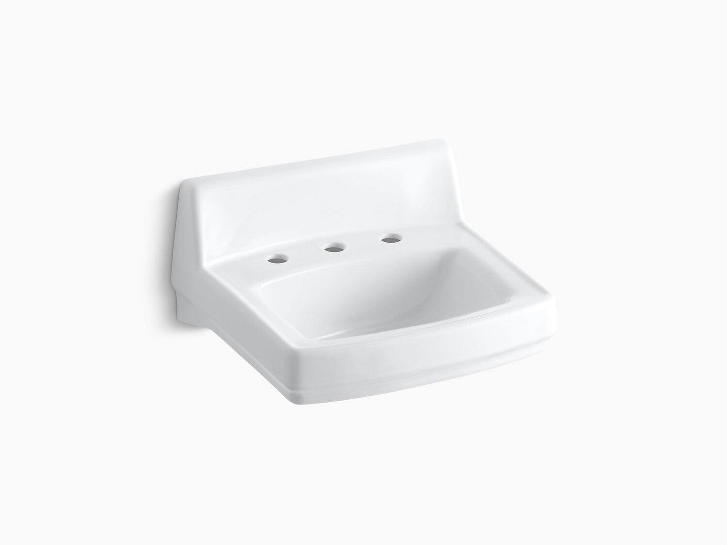 KOHLER K-2030-7 Greenwich 20-3/4x22 X 18-1/4x22 Wall-Mount/Concealed Arm Carrier Bathroom Sink with Widespread Faucet Holes - Bl