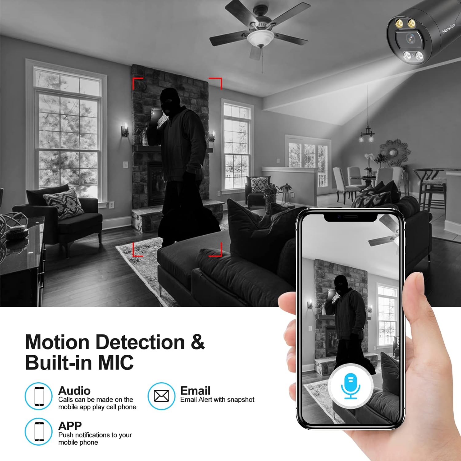4K POE Home Security Camera System,Henkion 8CH NVR System 4pcs Wired 8MP Outdoor POE IP Cameras,8-Channel H.265 AI NVR,Starlight Color Night Vision