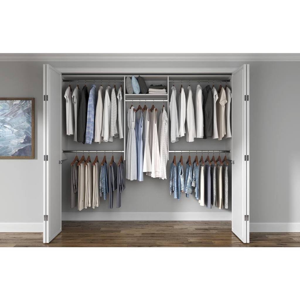 Closet Evolution Basic Hanging 60 in. W - 96 in. W White Wood Closet System