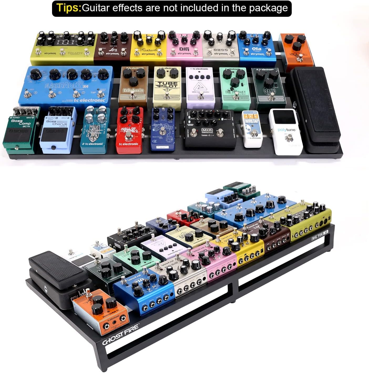 Ghost Fire Guitar Pedal Board Aluminum Alloy Effect Pedalboard with Carry Bag,V series (V-BABY MAX（Deluxe Edition）)