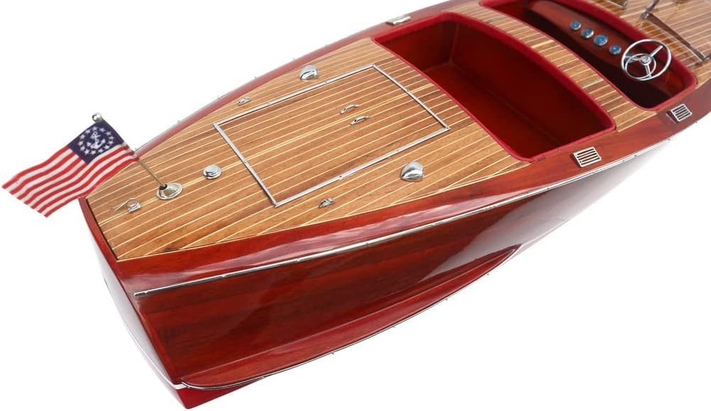 Seacraft Gallery Chris Craft Barrel Back Wooden Model Boat 31.5" - Assembled Wooden Toy Boat D&eacute;cor - Handmade Scale Model Boat