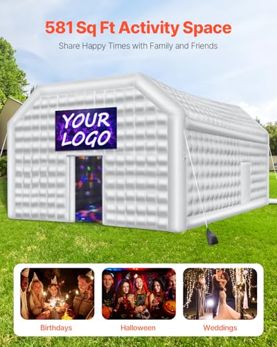 VEVOR Inflatable Nightclub, 26.2 x 19.7 x 13.1 Ft, Blow up Party Tent with Disco Lights & 1100W Blower, Large Inflatable Night Club Tent for Adults