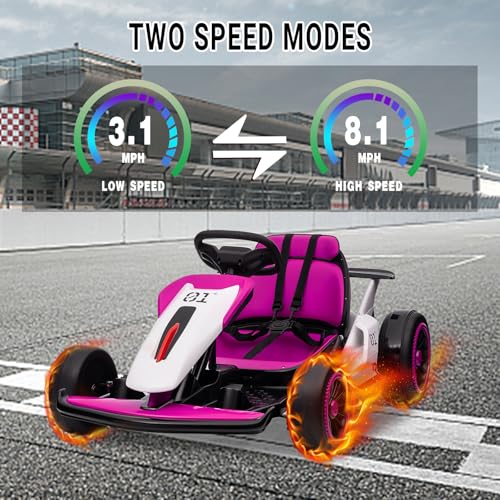 24V Go Kart for Kids, Electric Drift Kart with 2X200W Motor, 7AH Battery, Drift Function, Electric Pedals, and Safety Belt