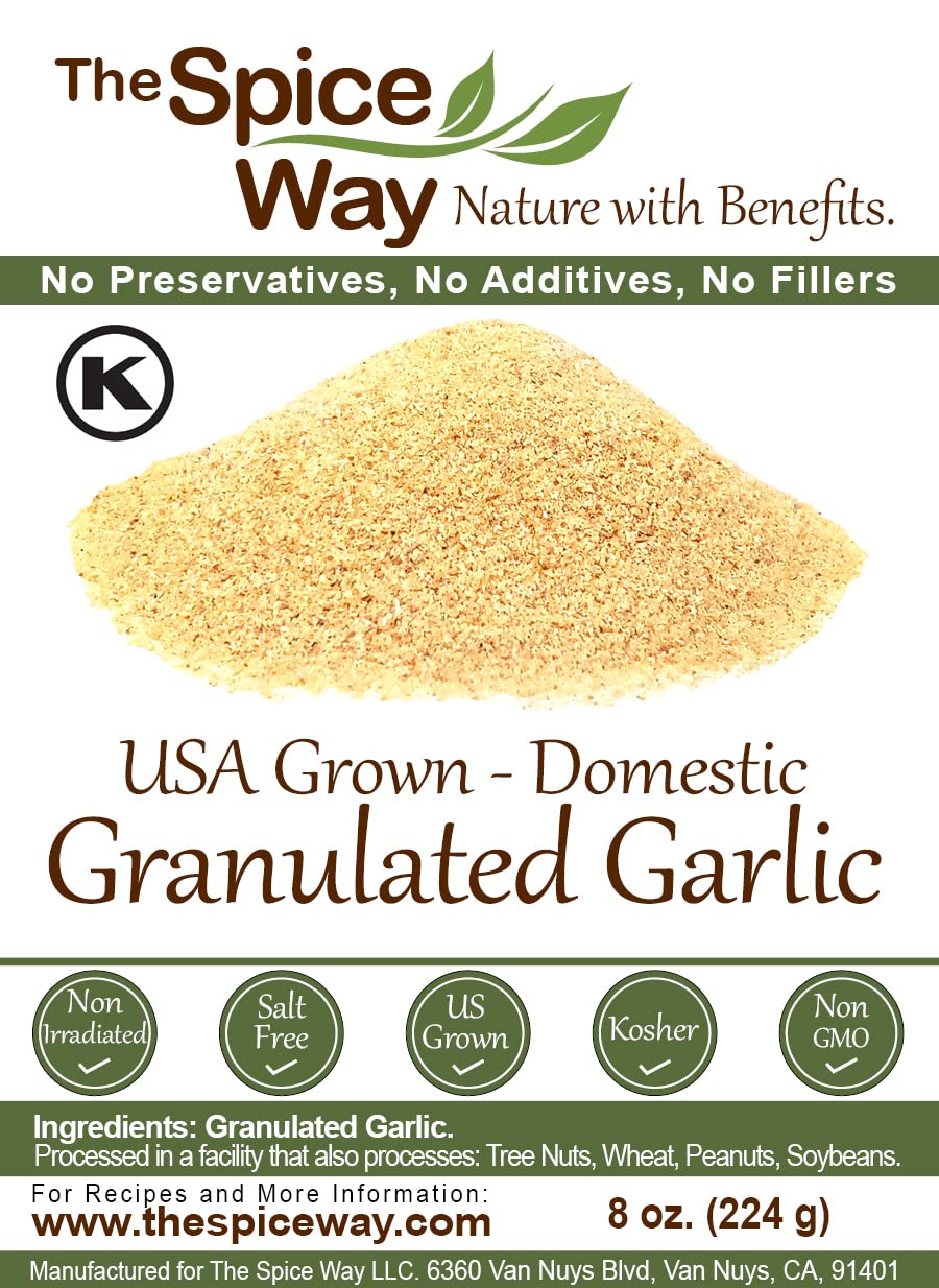 The Spice Way Granulated Garlic - Domestic, US Grown (8 oz) resealable bag