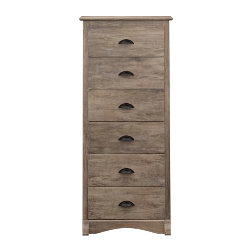Prepac Sonoma 6 Drawer Dresser for Bedroom, Tall Chest of Drawers, Bedroom Furniture, Clothes Storage and Organizer, 19" D x 23.25" W x 52.75" H